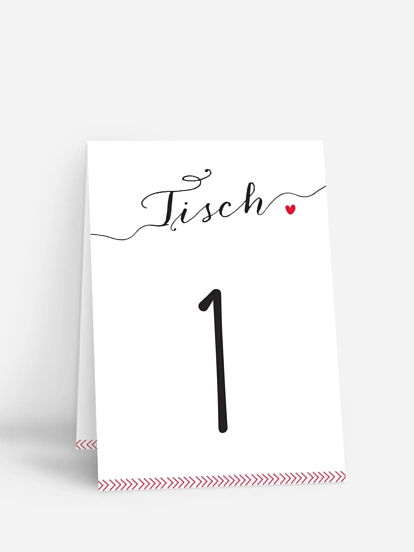 Tischnummer Kalligrafie