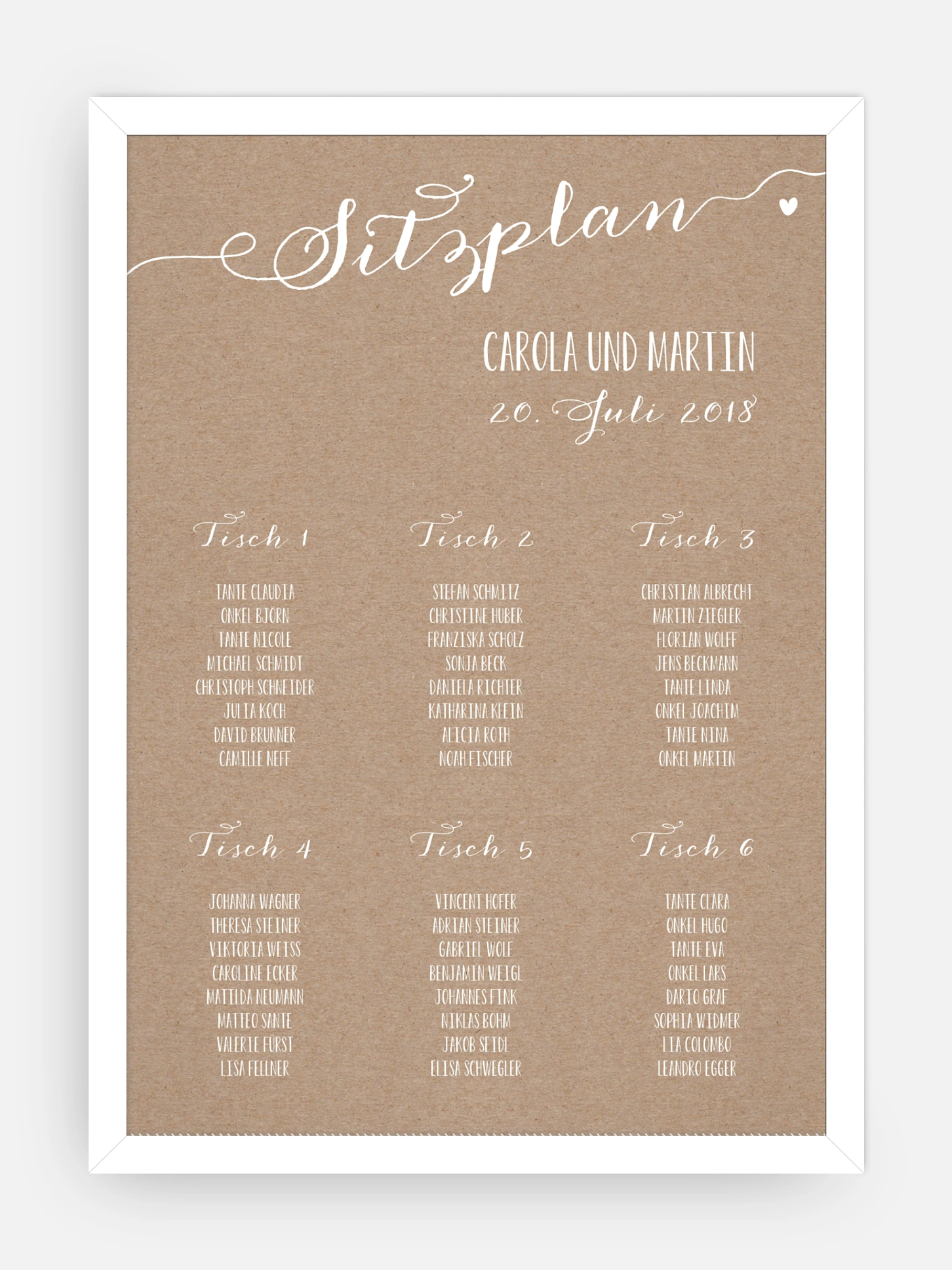 Sitzplan Plakat Kalligrafie