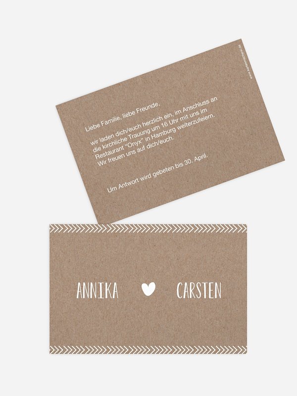 Hochzeit Mini-Einladungskarte Kalligrafie