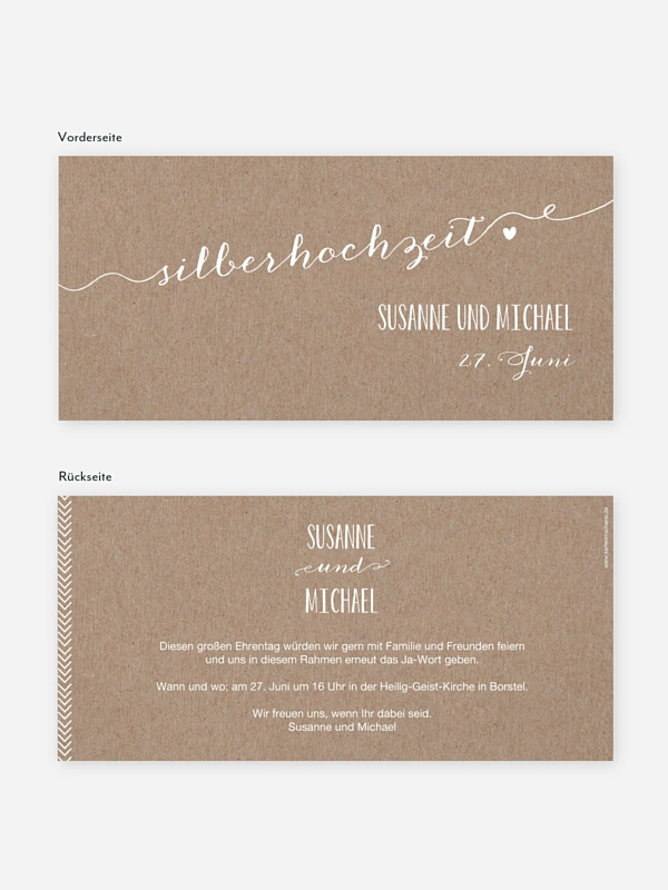 Einladung zur Silberhochzeit Kalligrafie