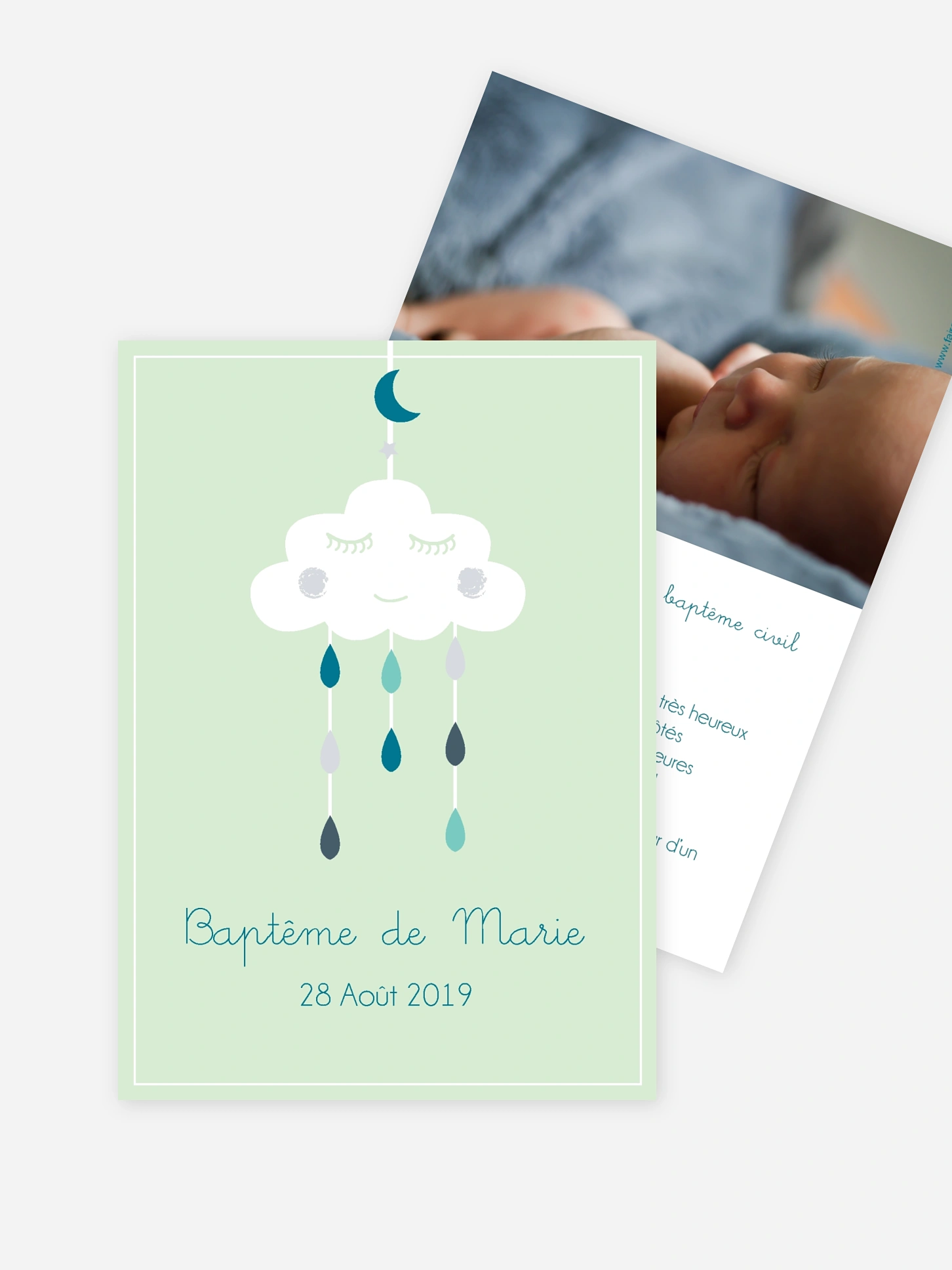 Faire-part baptême Dors bien