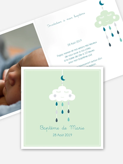 Faire-part baptême Dors bien