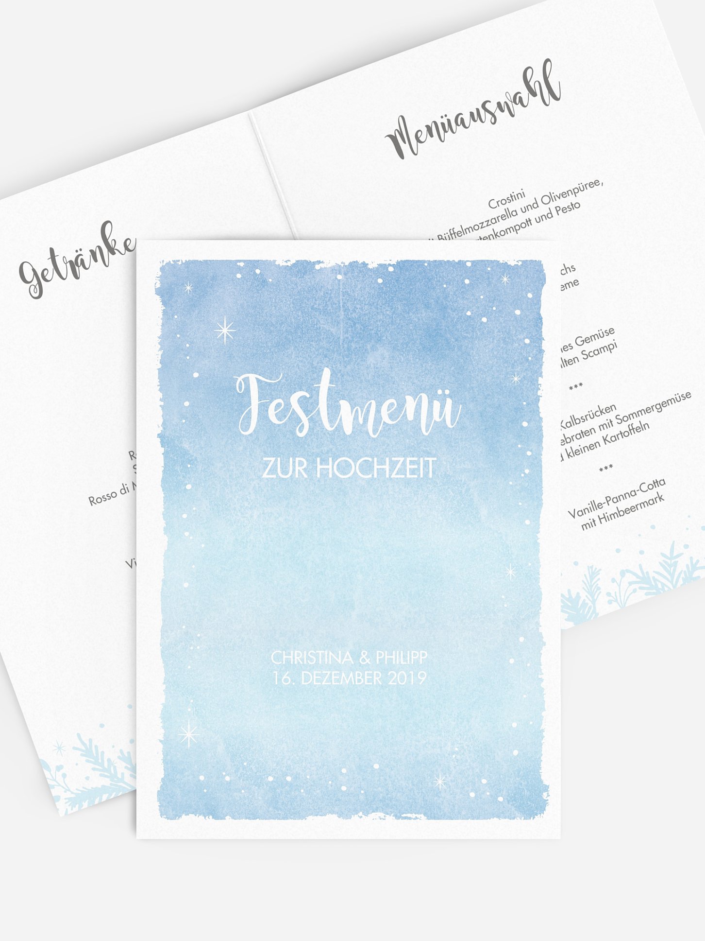 Menükarte Hochzeit Frozen