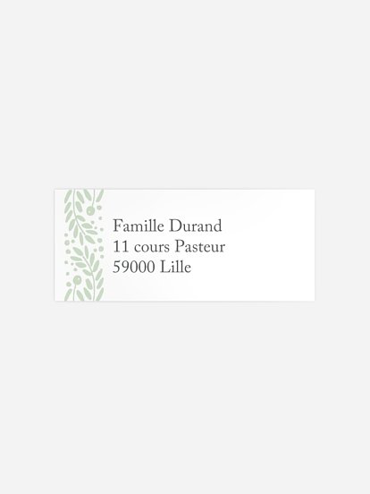 Étiquette expéditeur voeux Kraft fleuri