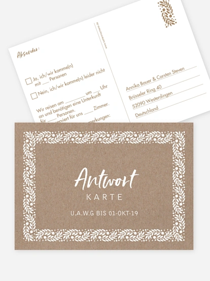 Antwortkarte Hochzeit Winter Frame