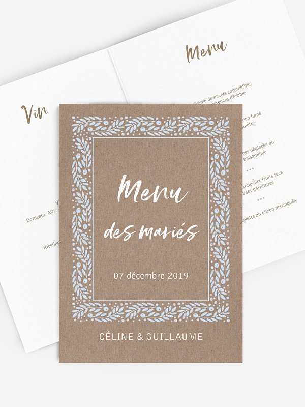 Menu mariage Cadre hivernal