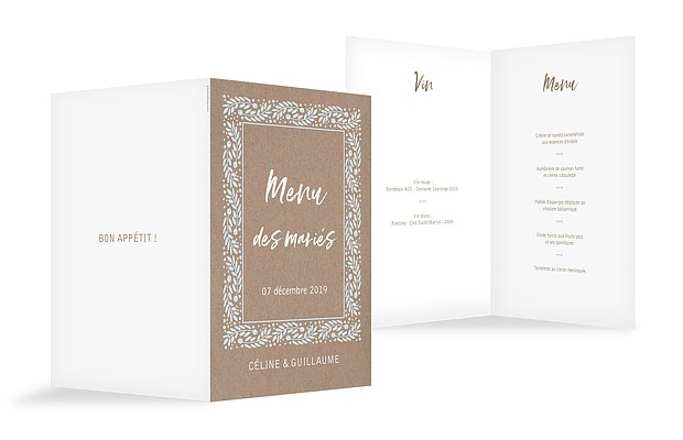 Menu mariage Cadre hivernal