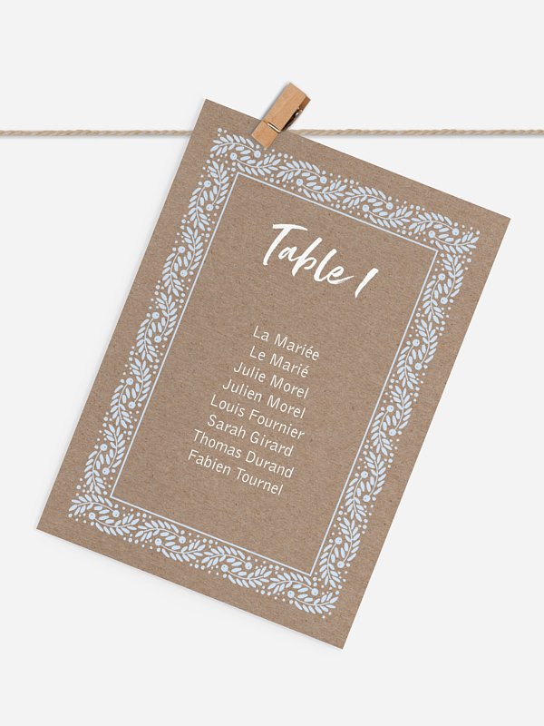 Cartons plan de table mariage Cadre hivernal