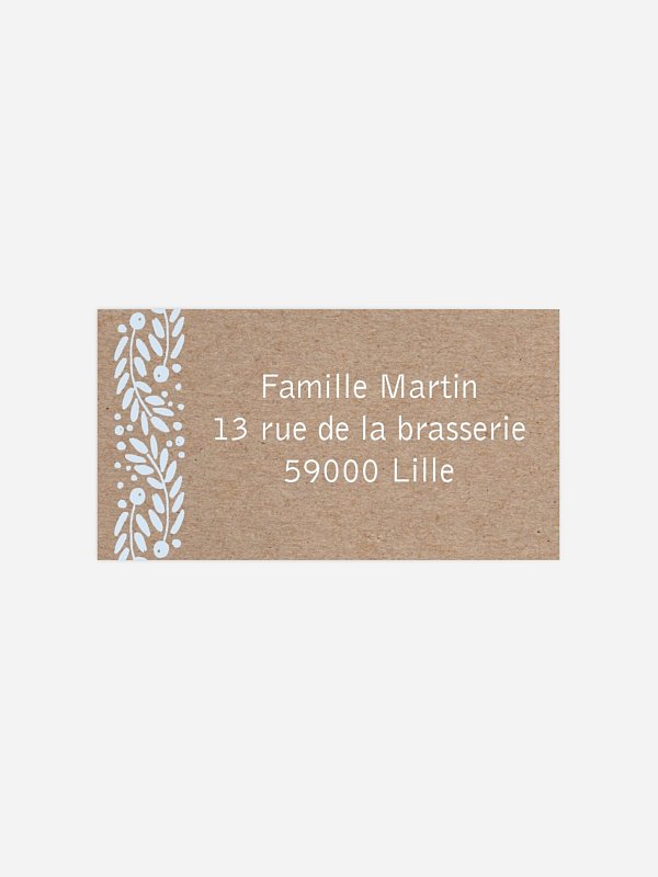 Étiquette destinataire mariage Cadre hivernal