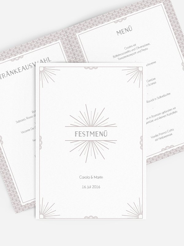 Menükarte Hochzeit Glam