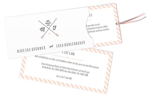 Hochzeitseinladung Mitten ins Herz