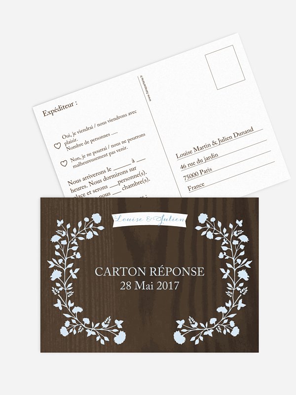 Carton réponse Bois chic