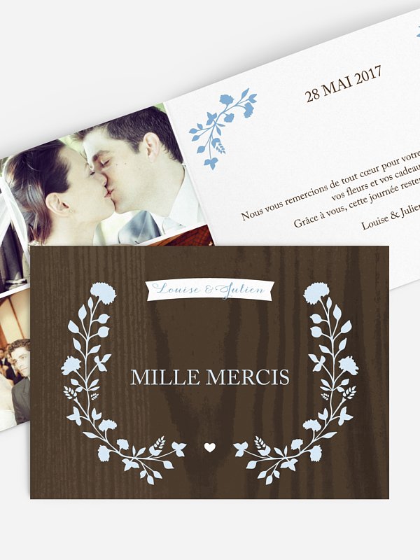 Carte de remerciements Bois chic