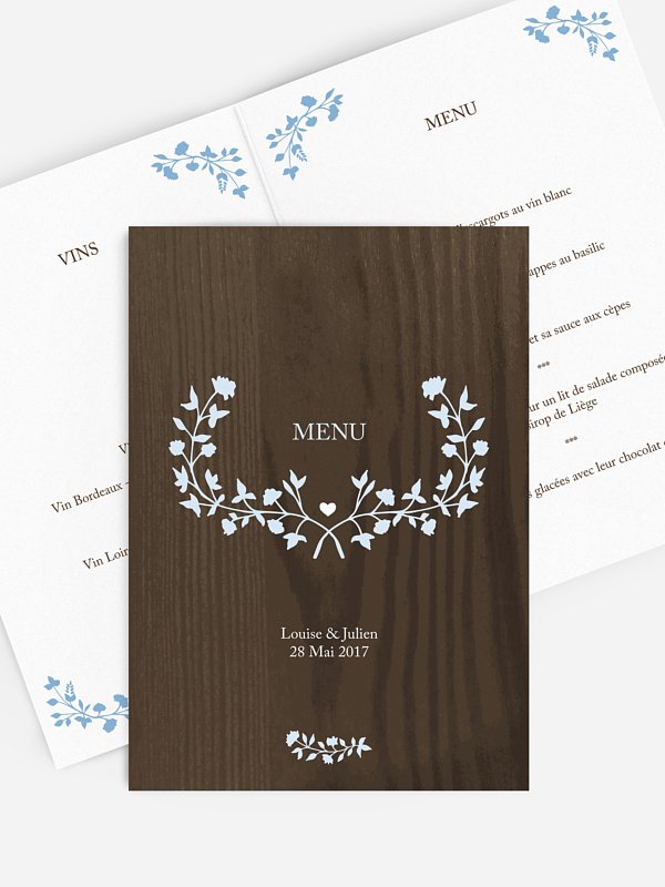 Menu mariage Bois chic