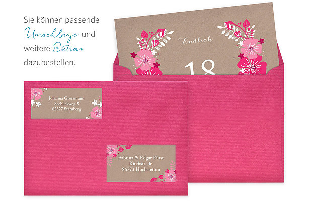 Einladungskarten 18 Geburtstag Blumig