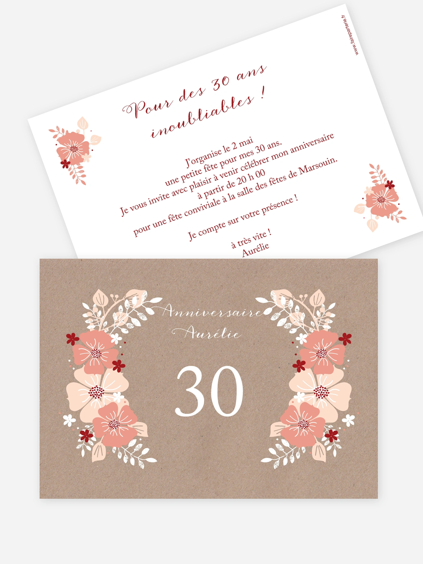 invitation anniversaire 30 Champêtre printanier