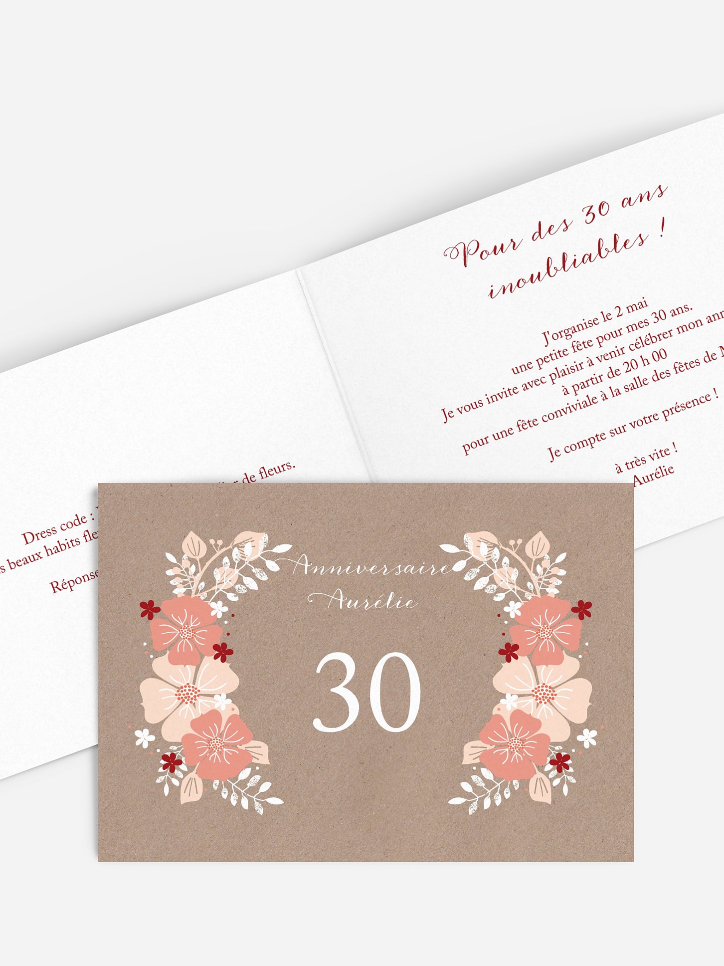 invitation anniversaire 30 Champêtre printanier