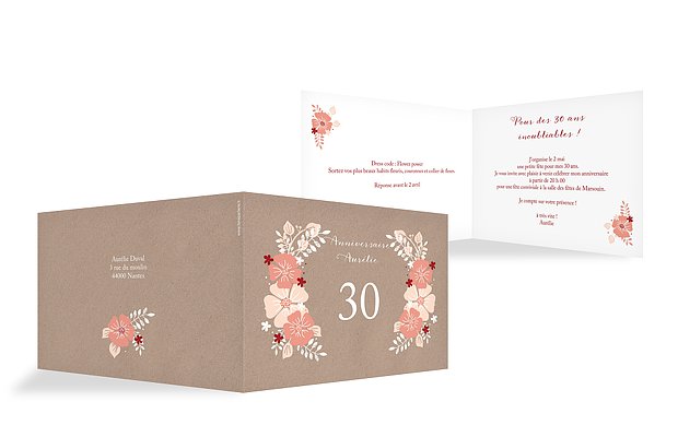 invitation anniversaire 30 Champêtre printanier