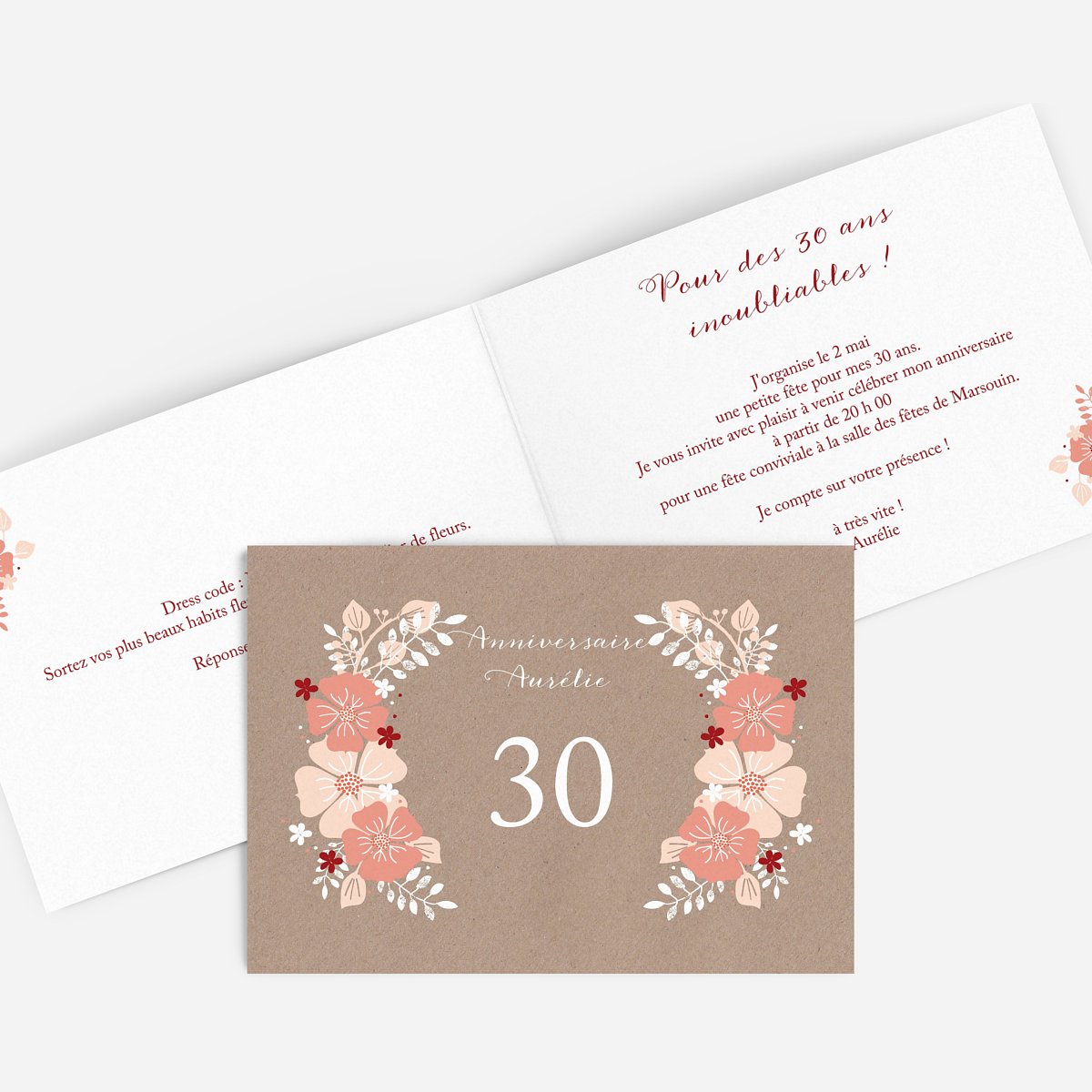Invitation Anniversaire 30 Champetre Printanier