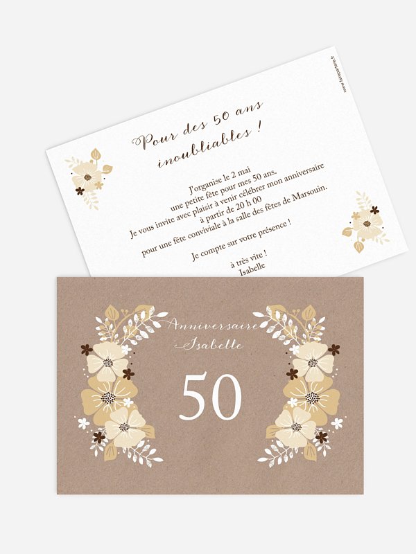invitation anniversaire 50 Champêtre printanier