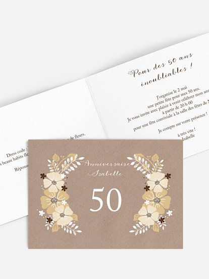 Carte invitation anniversaire 50 ans Fabuleuse 50