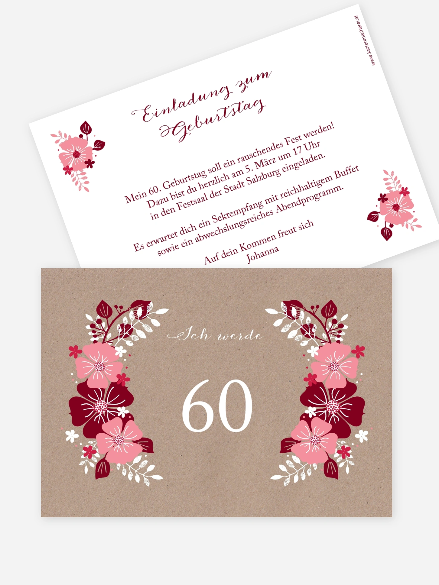 Einladung 60. Geburtstag Blumig