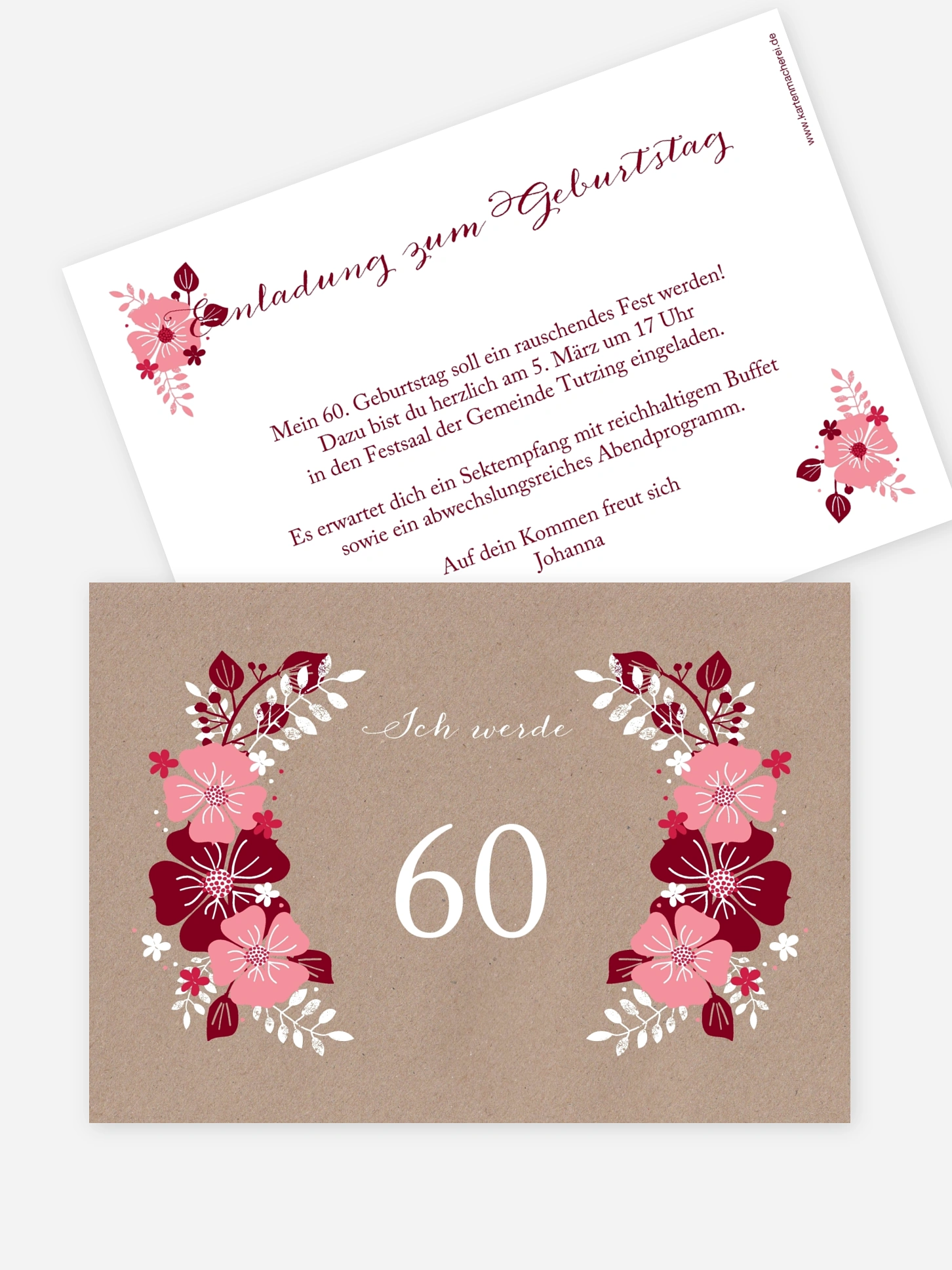 Einladung 60. Geburtstag Blumig