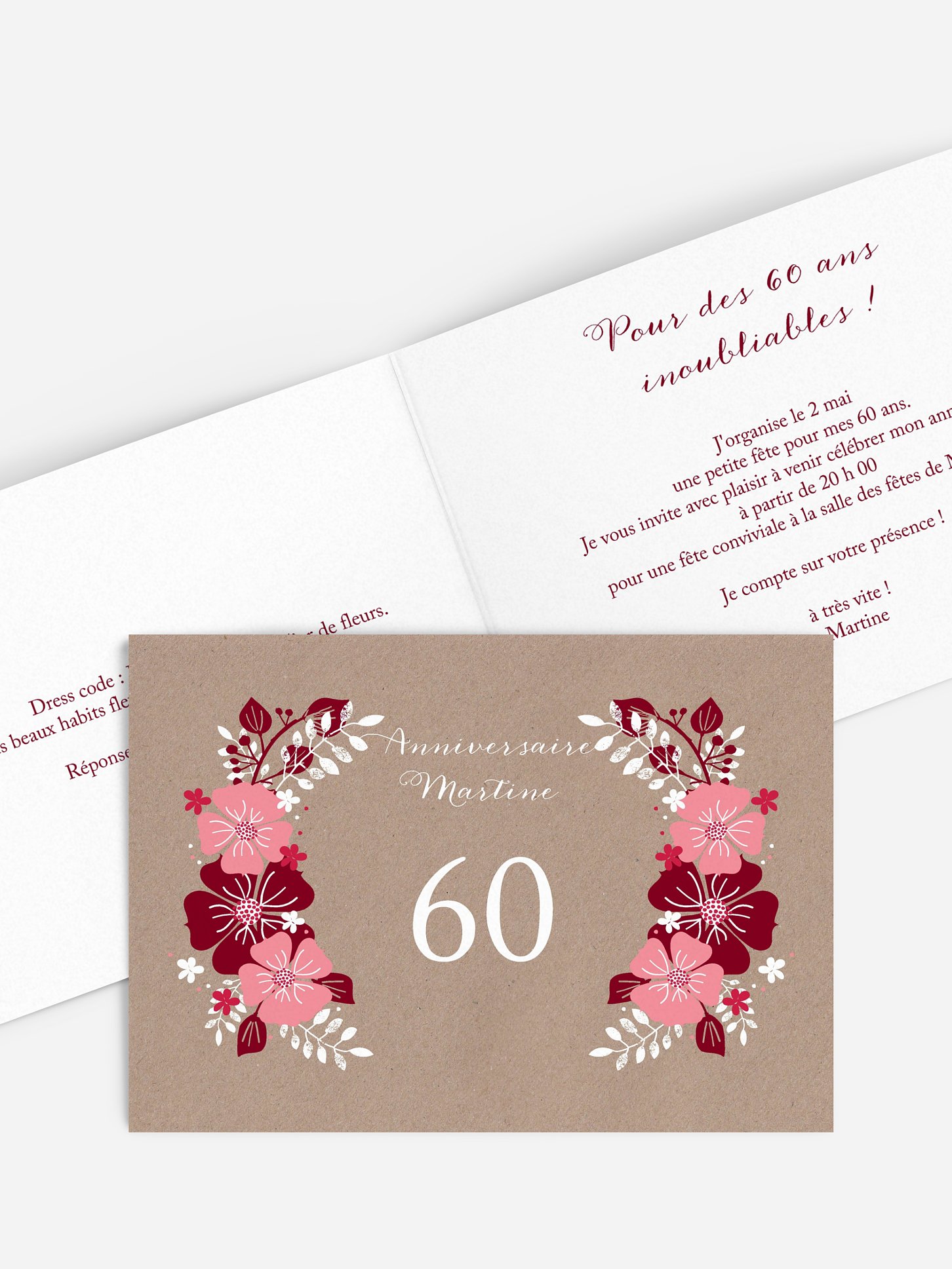 invitation anniversaire 60 Champêtre printanier