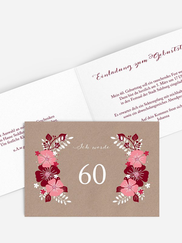 Einladung 60. Geburtstag Blumig
