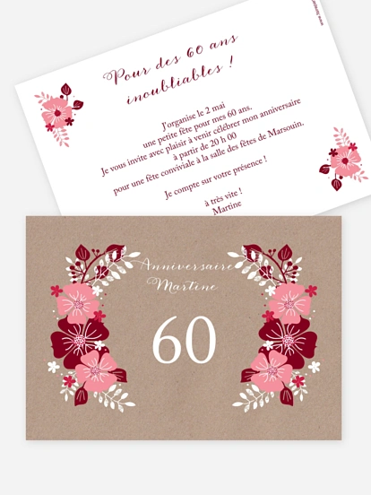 invitation anniversaire 60 Champêtre printanier