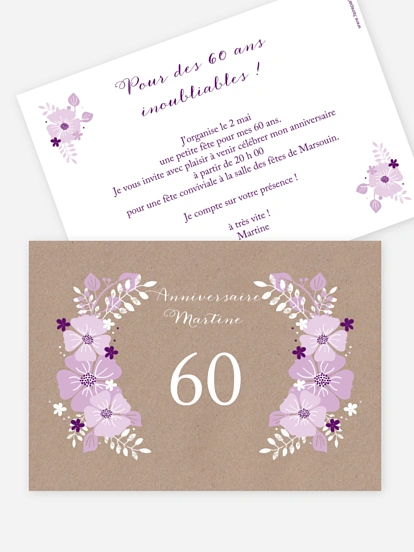 invitation anniversaire 60 Champêtre printanier
