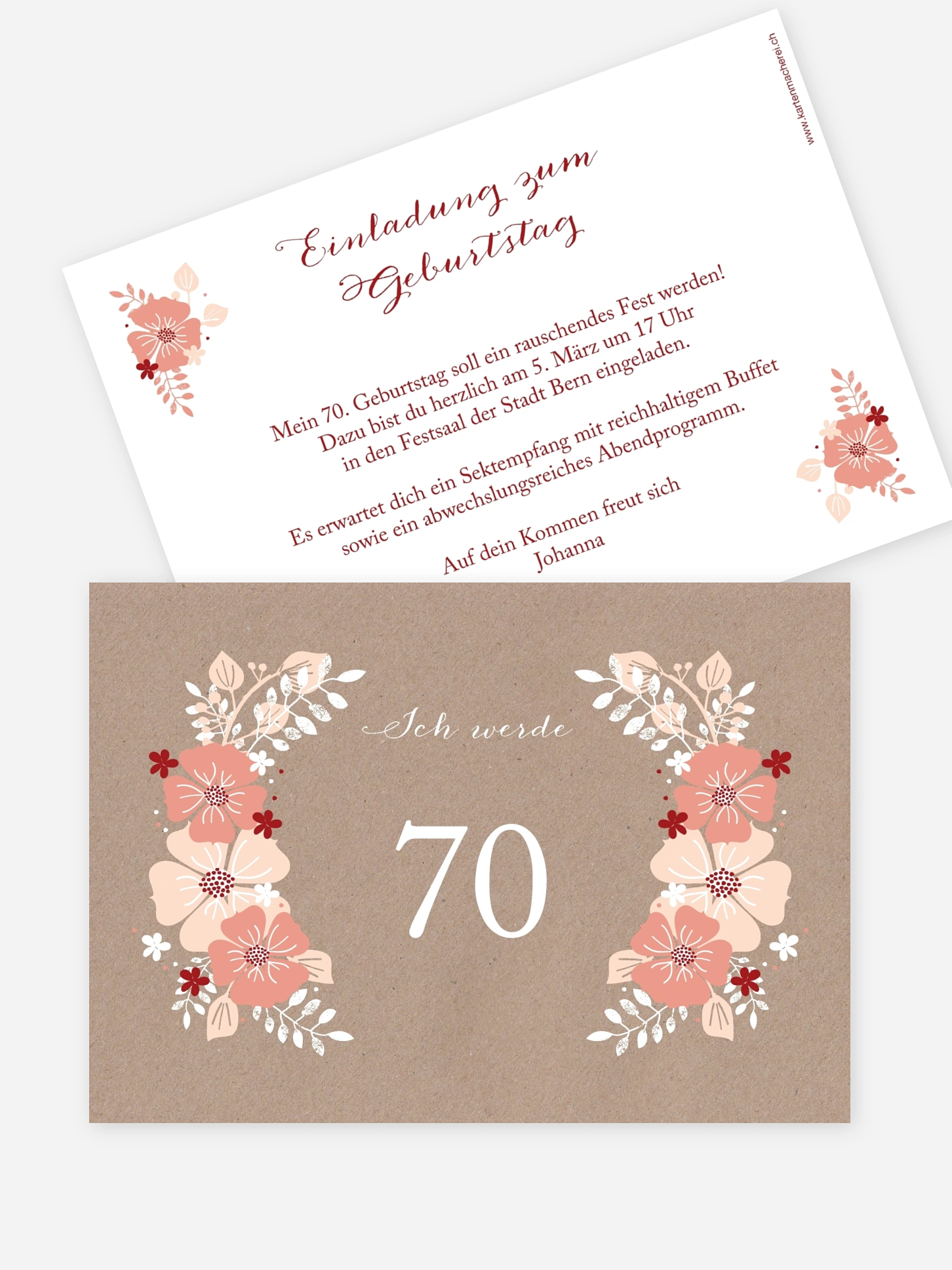Einladung 70. Geburtstag Blumig