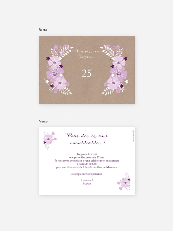 invitation anniversaire Champêtre printanier