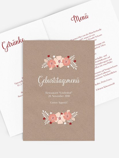 Menükarten zum Geburtstag stilvolle Karten in 12 Tagen