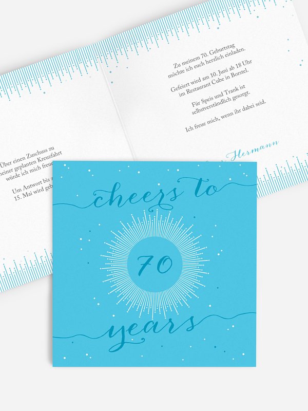 Einladung 70. Geburtstag Sparkling