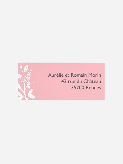 Étiquette expéditeur baptême Fleuri