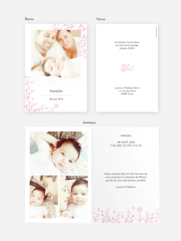 Faire-part naissance Fleuri