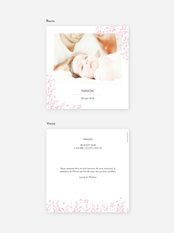 Faire-part naissance Fleuri