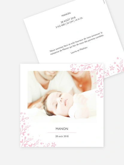 Faire-part naissance Fleuri