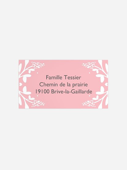 Étiquette destinataire baptême Fleuri