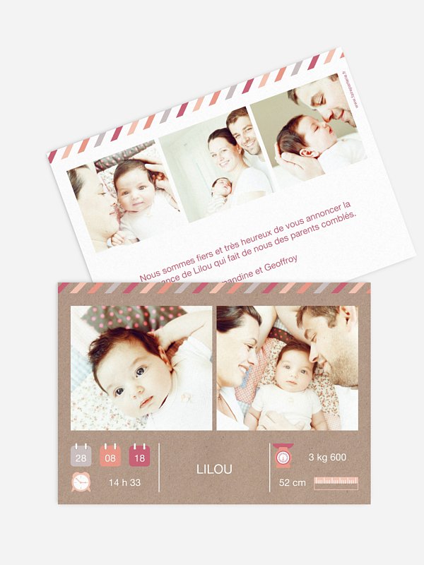 Faire-part naissance Pictos kraft