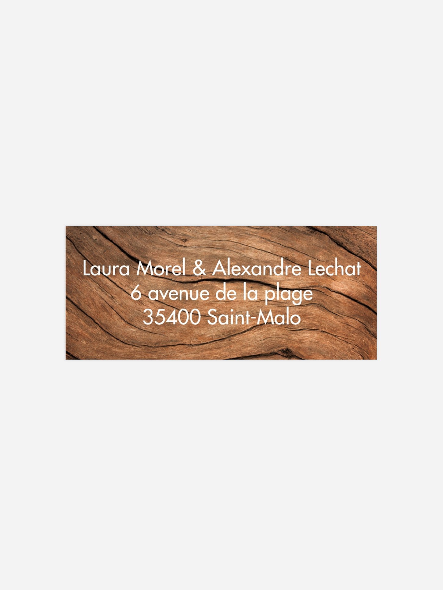 Étiquette expéditeur mariage Effet bois