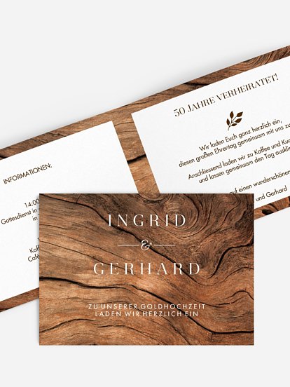 Einladung zur Goldenen Hochzeit Auf Holz