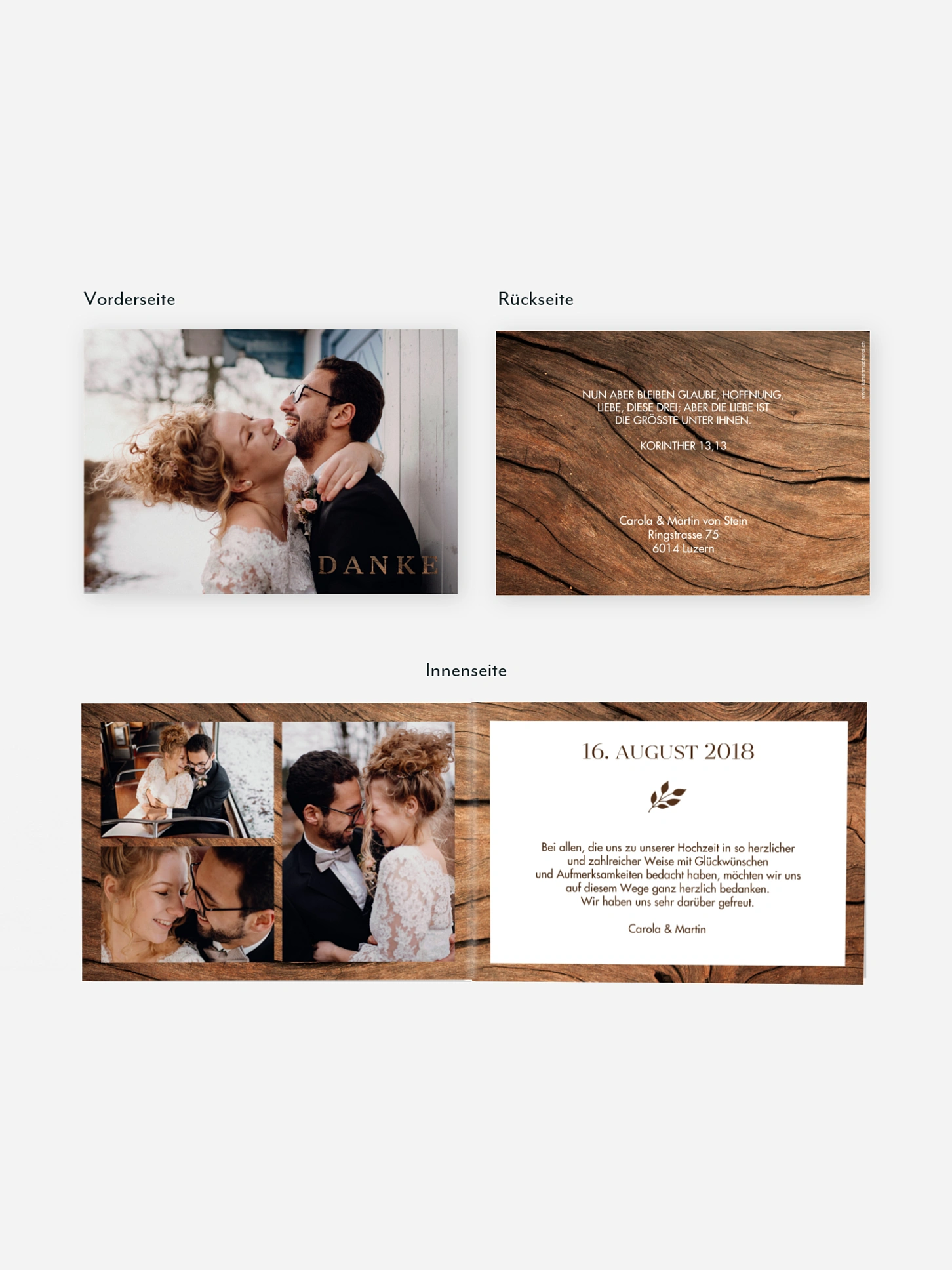 Dankeskarte Hochzeit Auf Holz