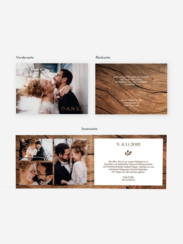 Dankeskarte Hochzeit Auf Holz