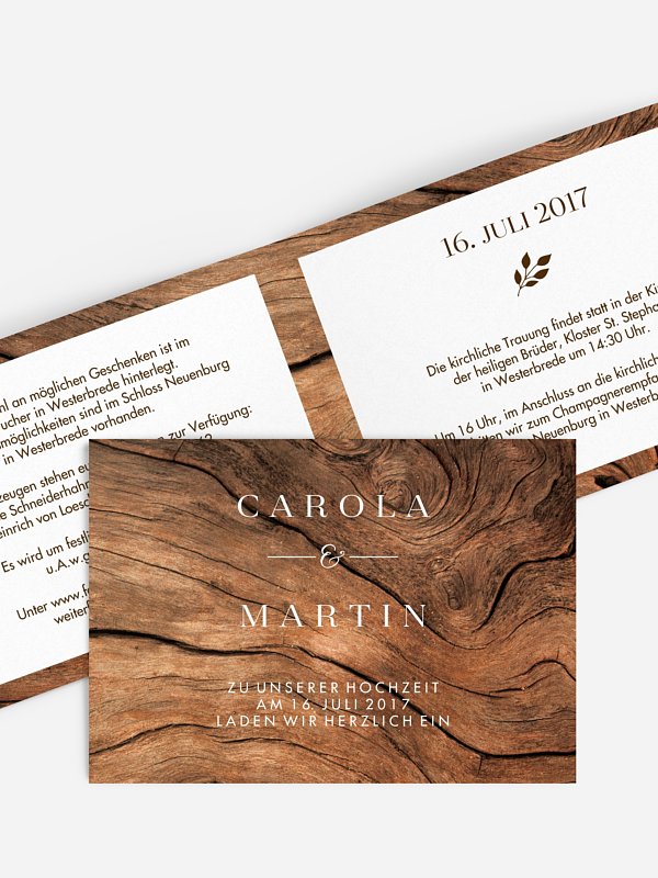 Hochzeitseinladung Auf Holz
