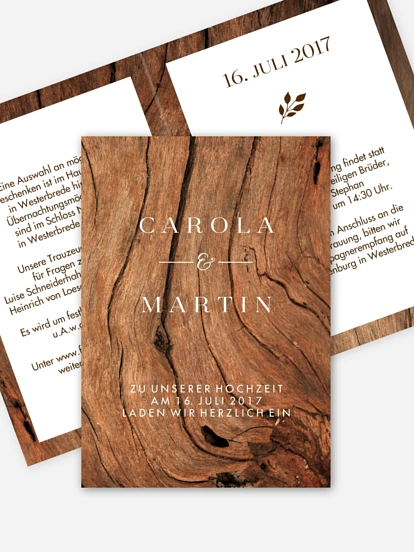 Hochzeitseinladung Auf Holz