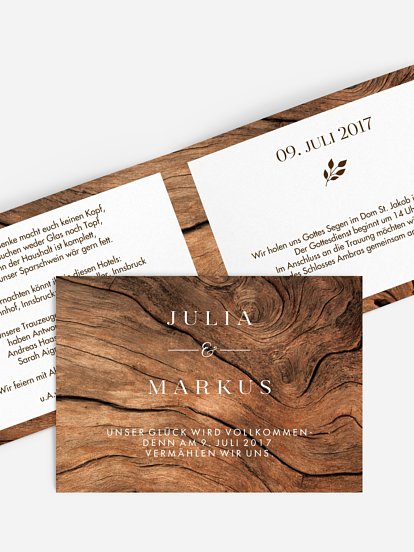 Hochzeitseinladung Auf Holz