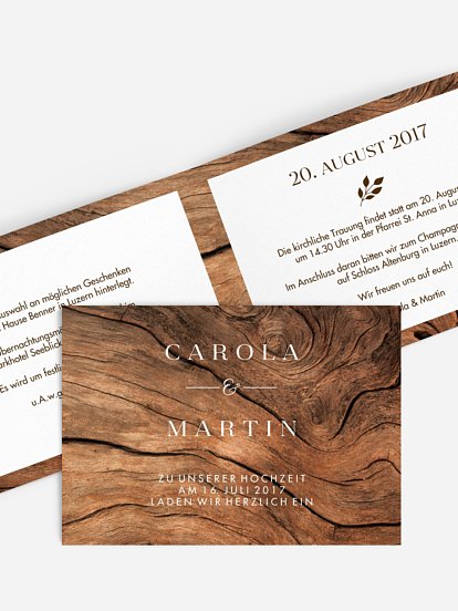 Hochzeitseinladung Auf Holz
