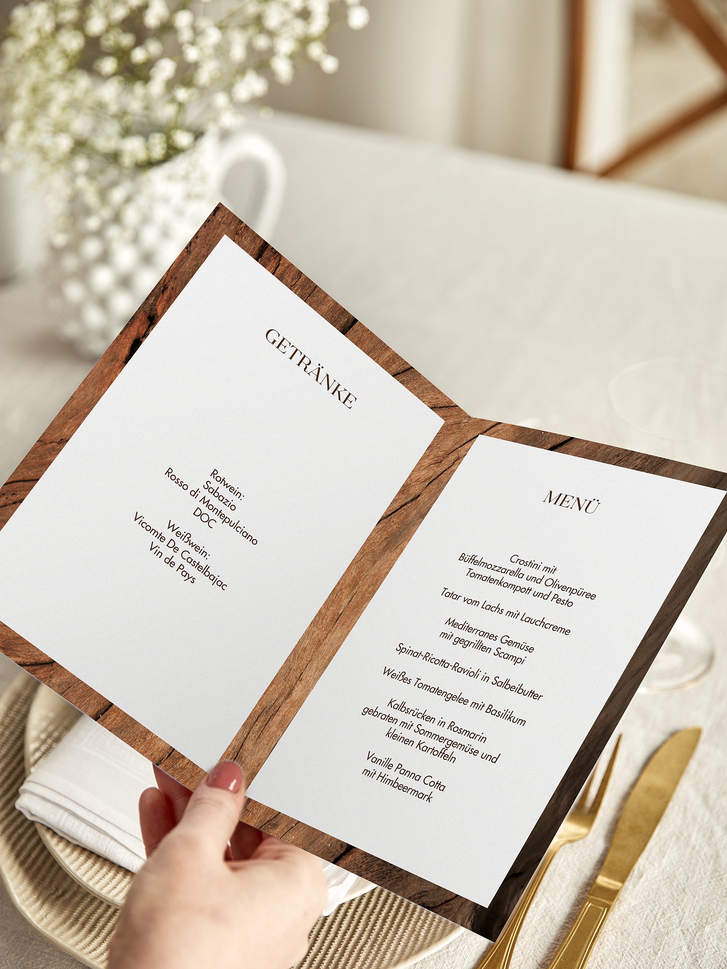 Menükarte Hochzeit Auf Holz